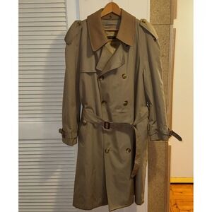 VTG Brooks Brothers Poplin Trench Coat Zip Wool Liner, Size XL, Made In USA